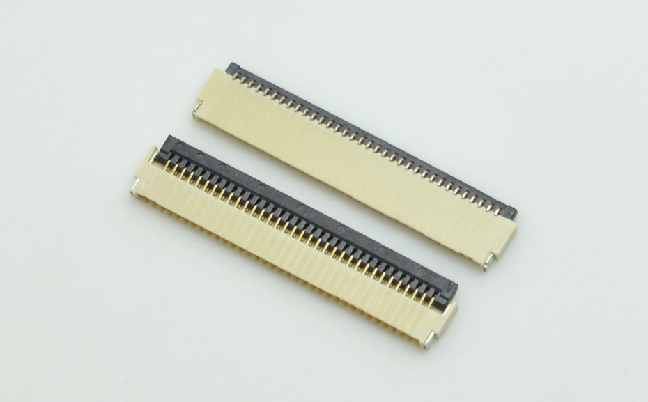 FPC后翻盖0.5mm 40pFFC软排线插件间距0.5mm40p前插后翻连接器,91色蝌蚪