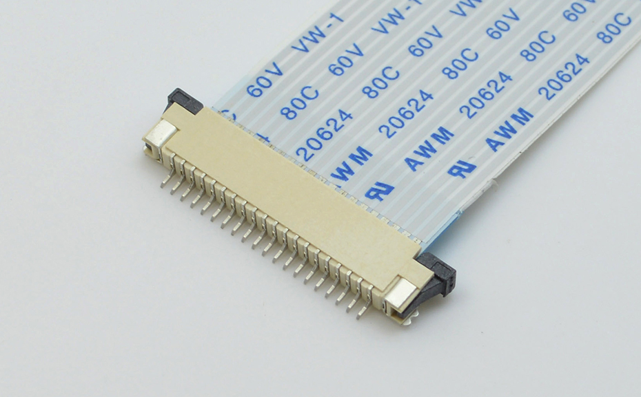 FPC/FFC连接器 0.5MM间距前插后翻 软排线座翻盖上接50P,91色蝌蚪