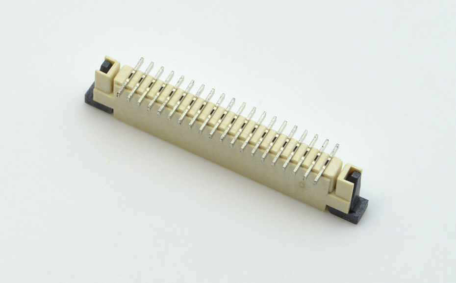 接插件FFC/小蝌蚪视频在线观看 1.0MM 32P 一字脚 立贴带锁 扁平电缆连接器