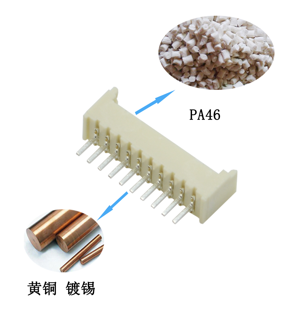 线对板后焊连接器1.25MM间距6A PCB端子 直插电子线束胶壳接插件,91色蝌蚪
