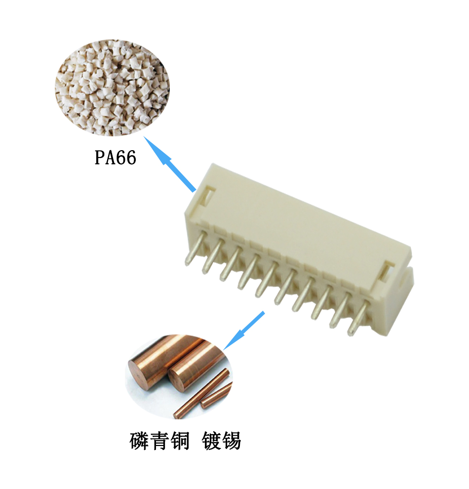 ZH1.5mm 6P 单排连接器1.5mm间距 6芯接插件 直针,91色蝌蚪
