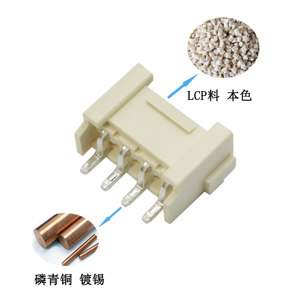 VH3.96-2P卧贴针座PCB板SMT插座 连接器3.96mm 表面贴片座,91色蝌蚪